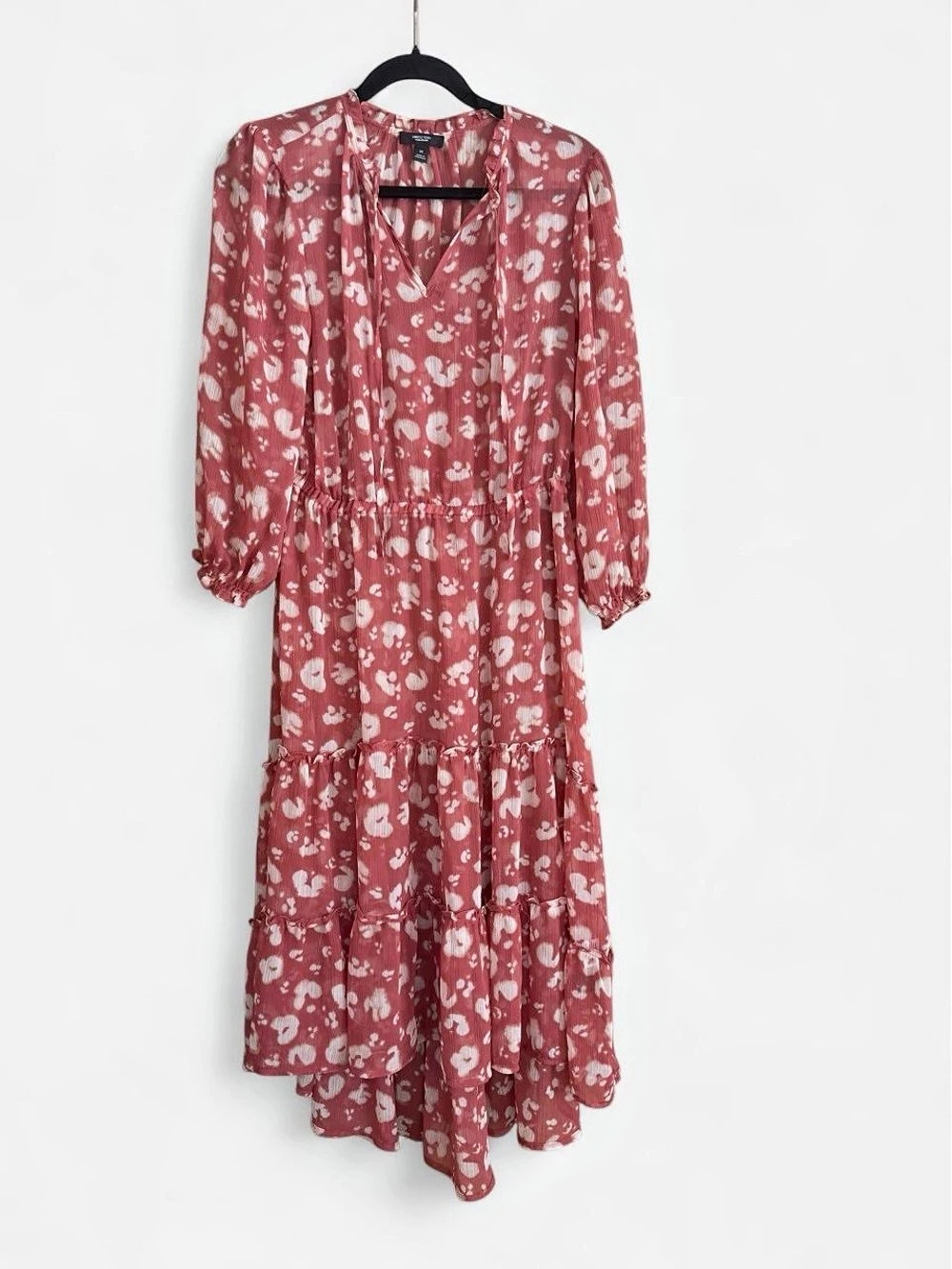 Simply Vera Wang Floral Tiered Maxi Dress in Red & White Medium